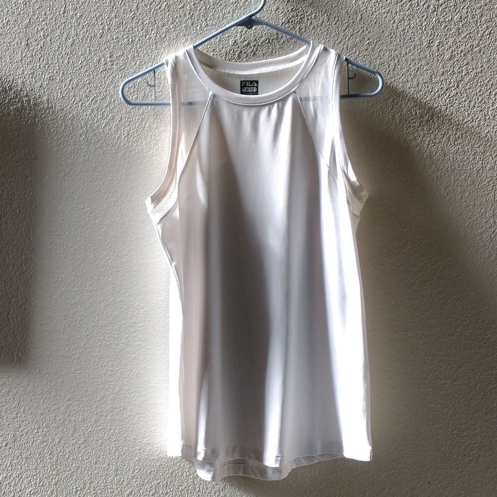 Fila white sleeveless tank with mesh inserts Medium